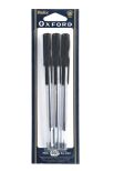 Helix Oxford Ballpoint Stick Black Pens 1mm Medium Point Black (Pack of 6)